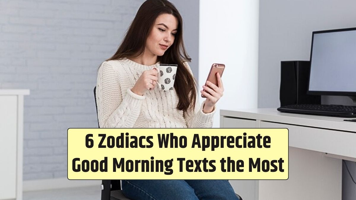 The woman at the computer values good morning texts the most, especially when received on her smartphone.
